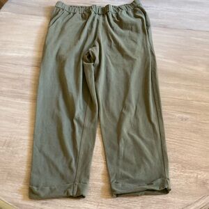 Eileen Fisher Olive Organic Cotton Jersey Cropped Jogger Pants Size S